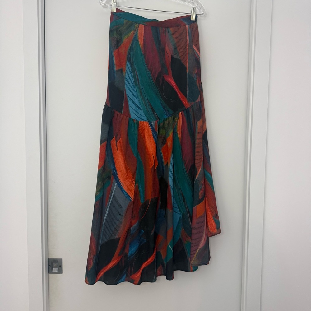 Hutch Anthropologie Multicolor Novelty Print Wrap Maxi Skirt Sz Small Artsy - Picture 8 of 13